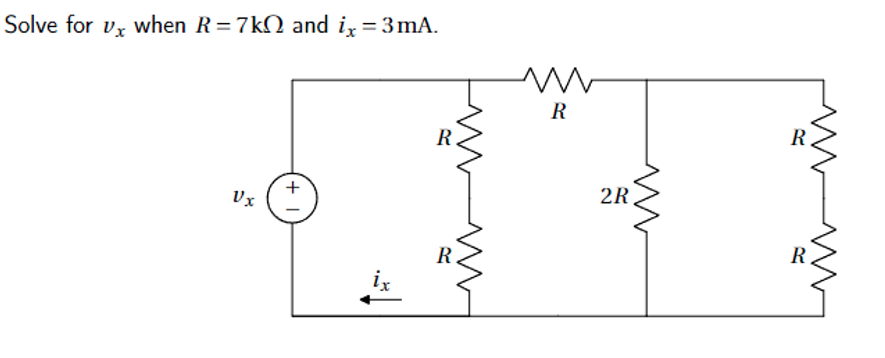 Solved Solve for vx when R=7kΩ and ix=3 mA. | Chegg.com