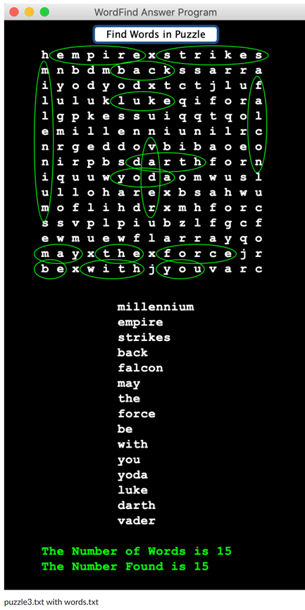 Solved Word Search Puzzle Program Using the Eclipse | Chegg.com
