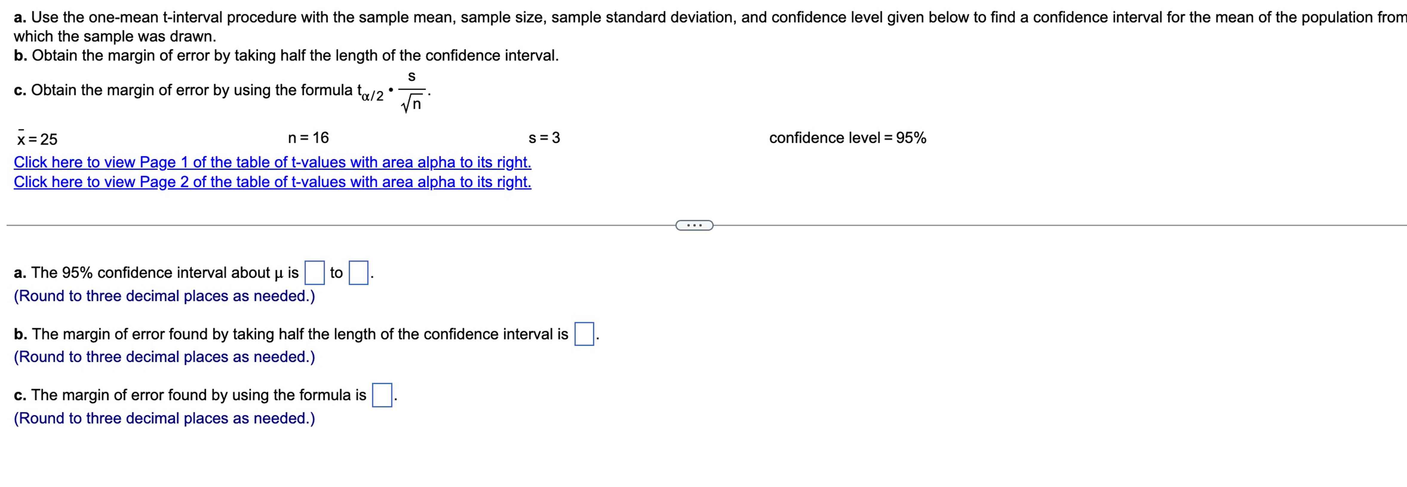 Solved Which The Sample Was Drawn.b. ﻿Obtain The Margin Of | Chegg.com