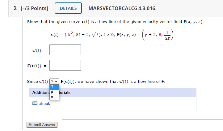 Solved 3 13 Points Details Marsvectorcalc6 4 3 016 S Chegg Com