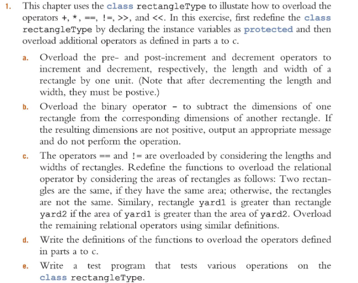 Solved 1. This chapter uses the class rectangleType to | Chegg.com