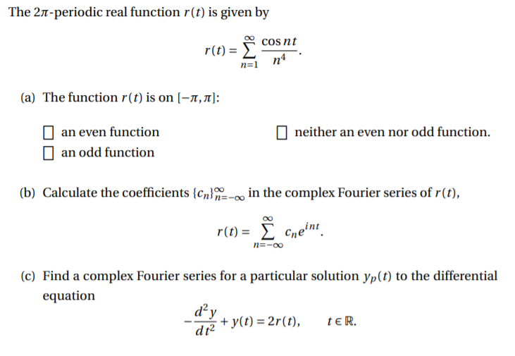 Solved N 1 N4 R T Cne Nt The 21 Periodic Real Funct Chegg Com