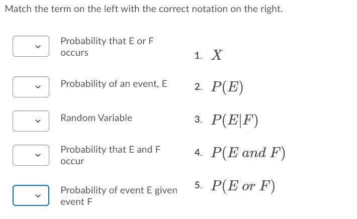 Solved Match the term on the left with the correct notation | Chegg.com