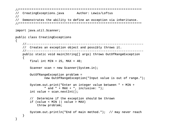 Solved PP 11.1 Write a program that creates an exception | Chegg.com