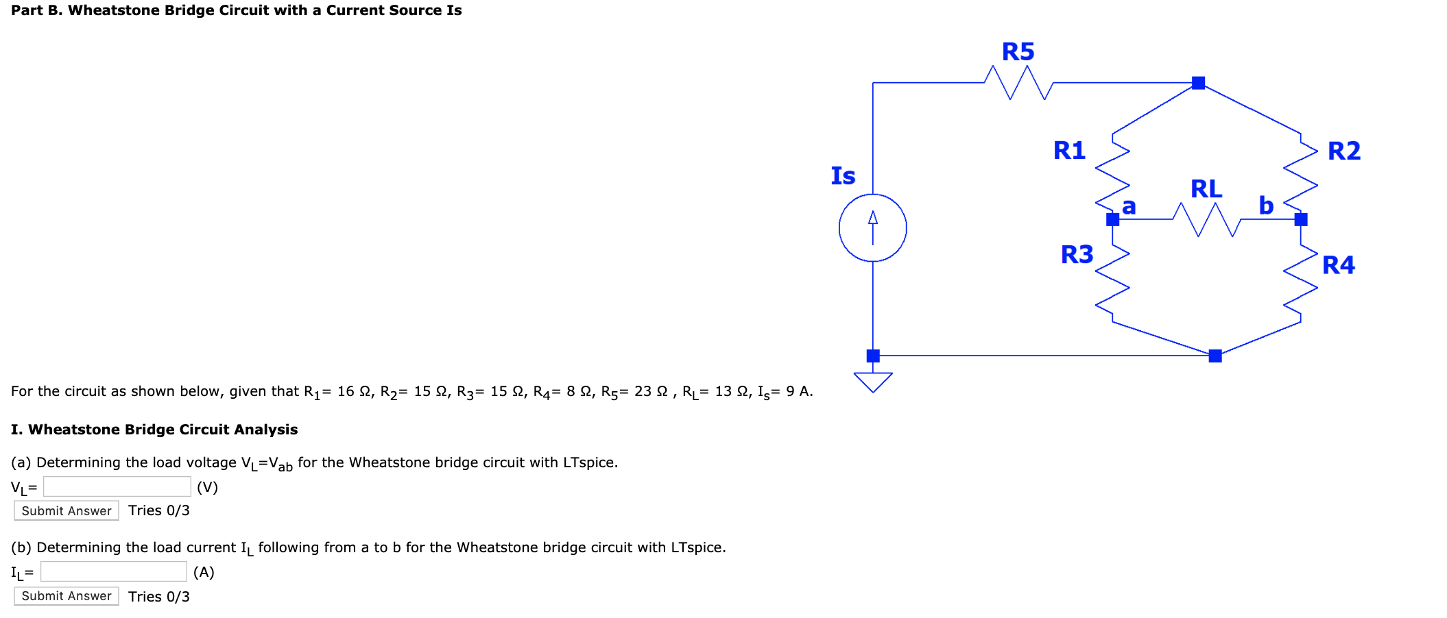 Solved Part B. Wheatstone Bridge Circuit With A Current | Chegg.com