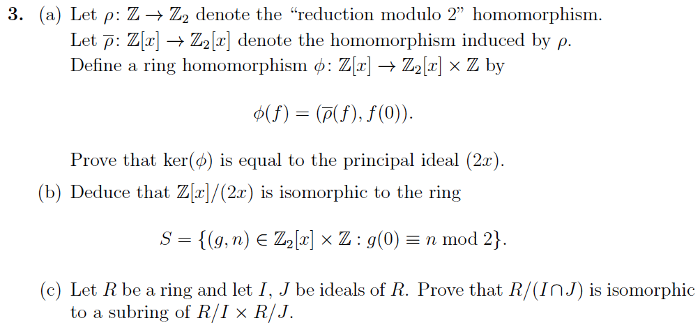 Solved 3 A Let P Z Z2 Denote The Reduction Modulo Chegg Com