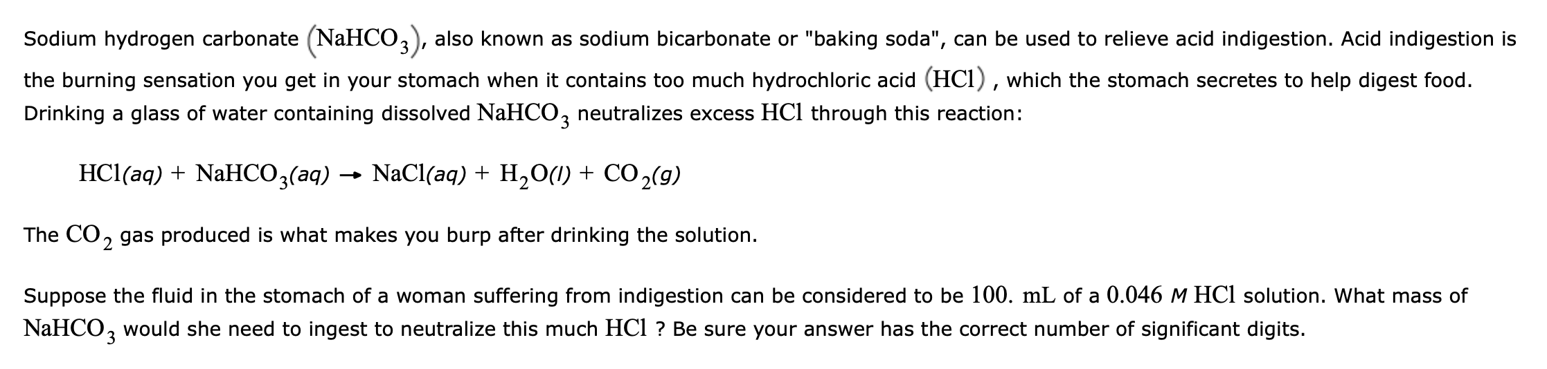 Solved Sodium hydrogen carbonate (NaHCO3), also known as | Chegg.com