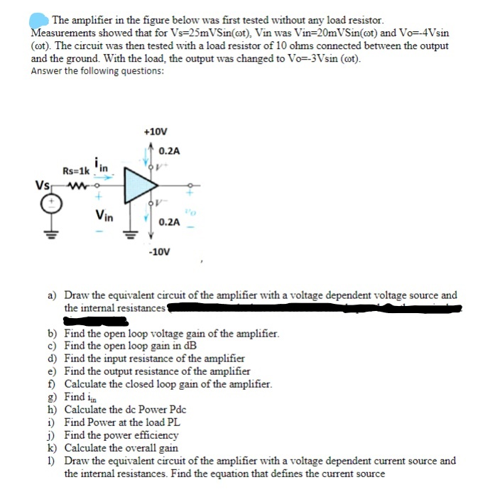 Solved The amplifier in the figure below was first tested | Chegg.com