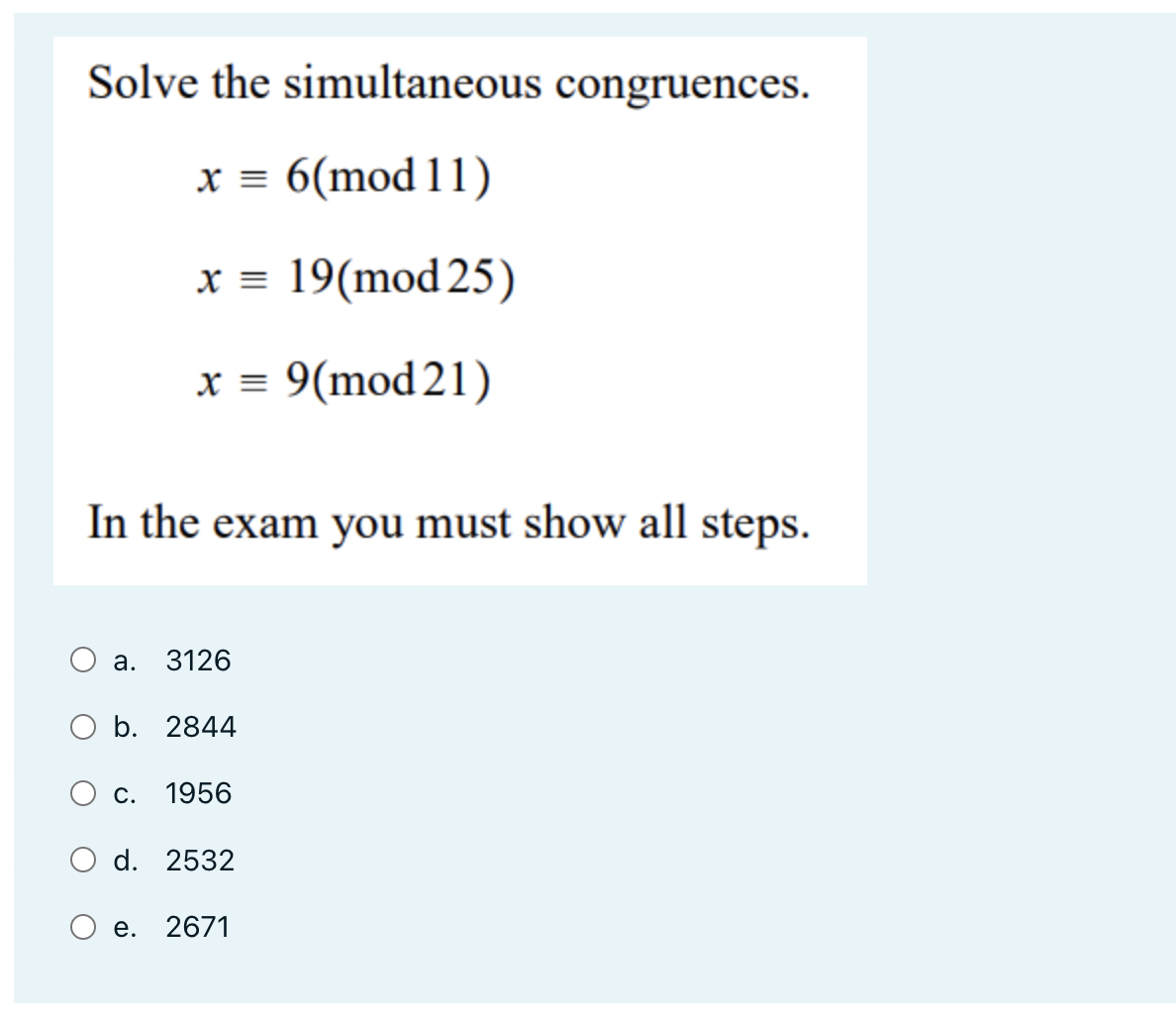 Solved Solve The Simultaneous Congruences 2197