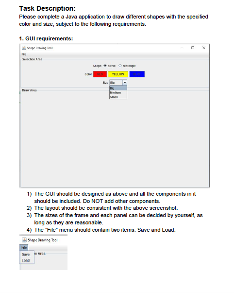 Task Description Please Complete A Java Application Chegg Com