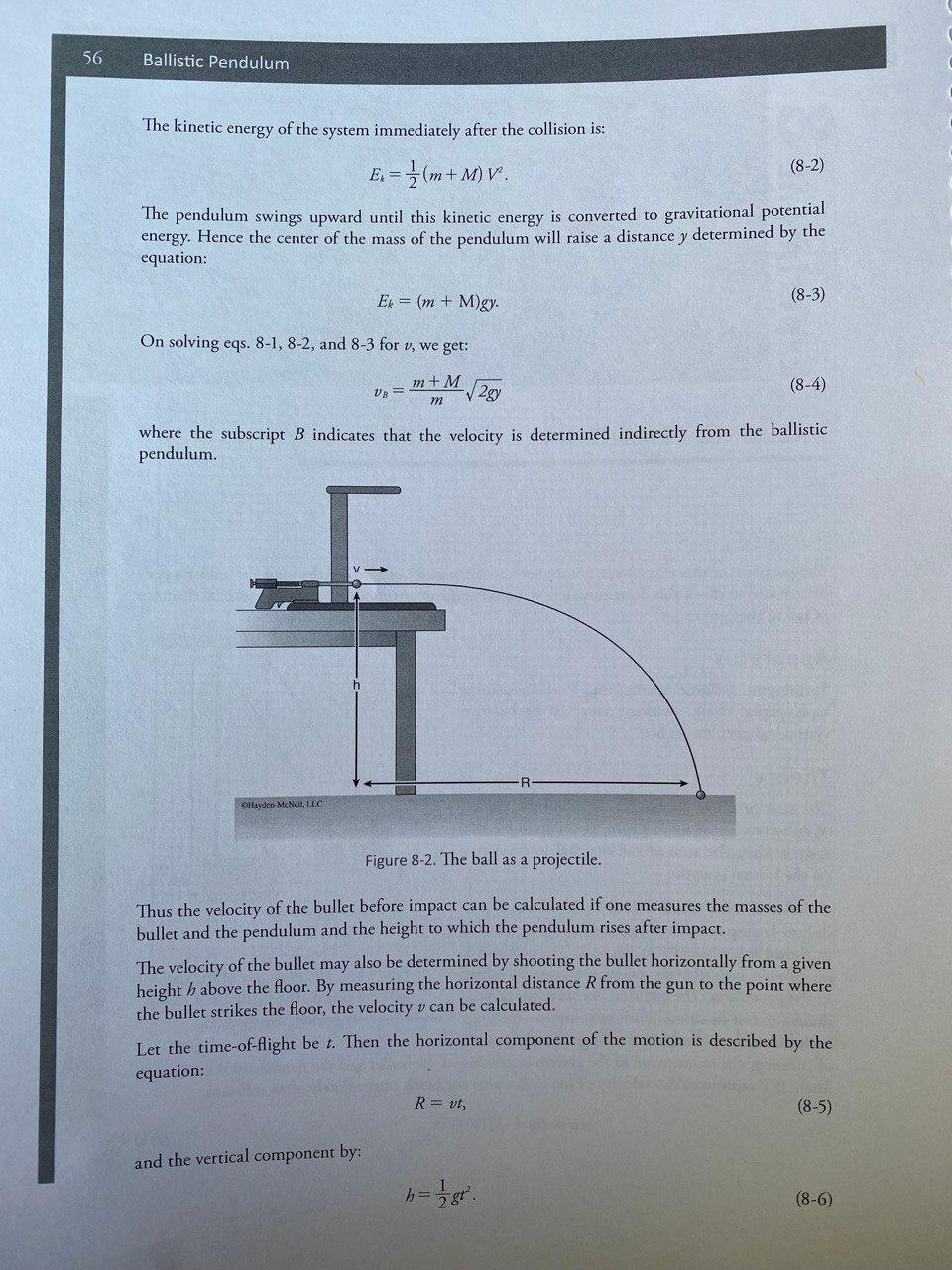 Solved Experiment 8 BALLISTIC PENDULUM Purpose The purposes | Chegg.com