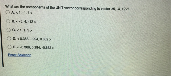 Solved What are the components of the UNIT vector | Chegg.com