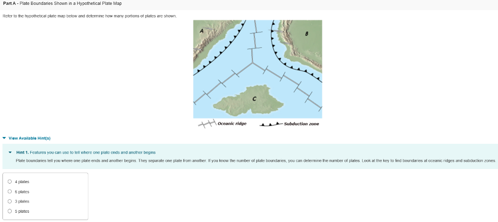 Solved Part A Plate Boundaries Shown in a Hypothetical Plate | Chegg.com