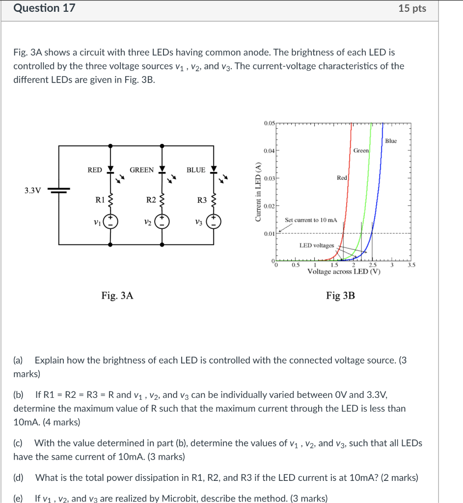 Solved Question 17 15 pts Fig. 3A shows a circuit with three | Chegg.com