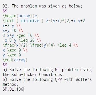 Solved Q2. The problem was given as below; $$ | Chegg.com