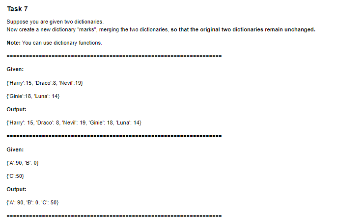 Solved Task 7 Suppose You Are Given Two Dictionaries. Now | Chegg.com