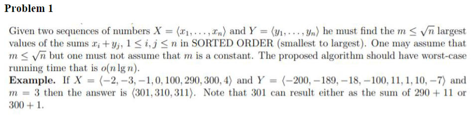 Solved Given two sequences of numbers X= x1,…,xn and | Chegg.com