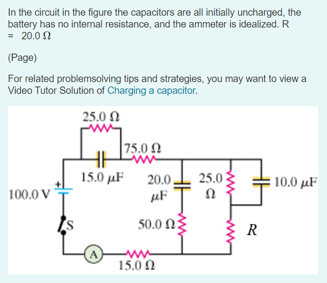 Solved A) Find the reading of the ammeter just after the