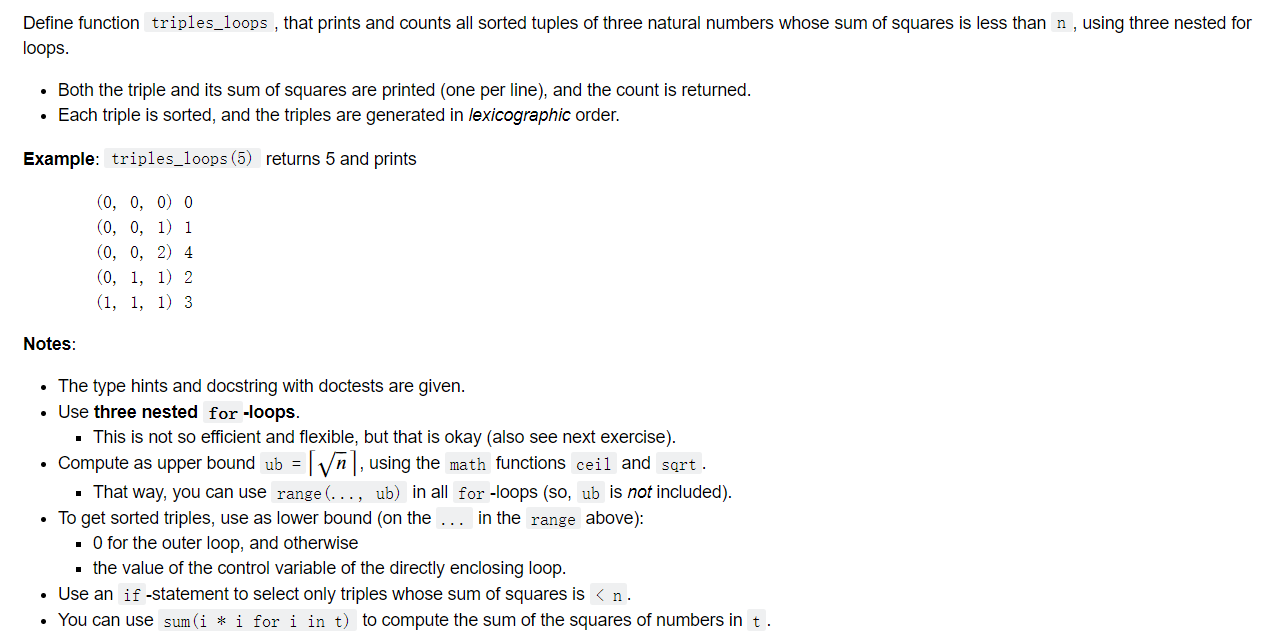 Solved Define function triples_loops, that prints and counts | Chegg.com image.