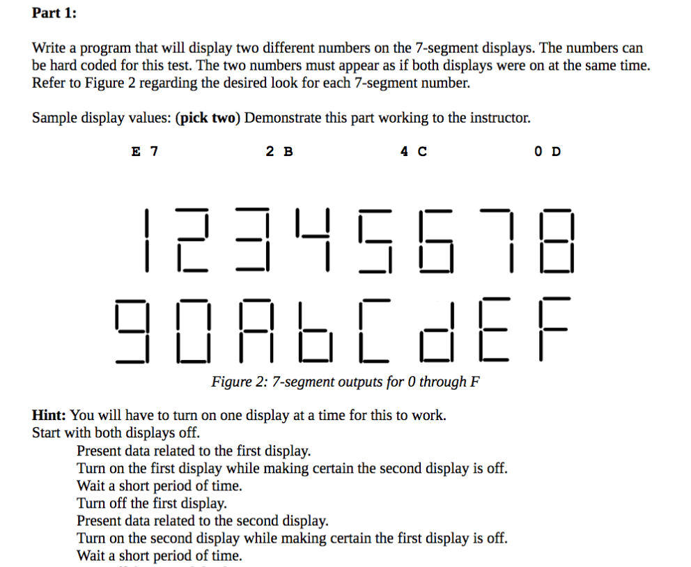 Solved Part 1: Write a program that will display two | Chegg.com