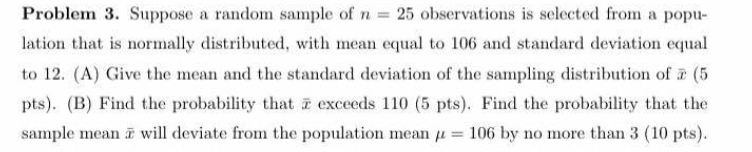 Solved Problem 3. Suppose a random sample of n = 25 | Chegg.com