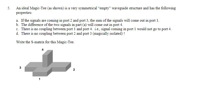 Solved An ideal Magic-Tee (as shown) is a very symmetrical | Chegg.com