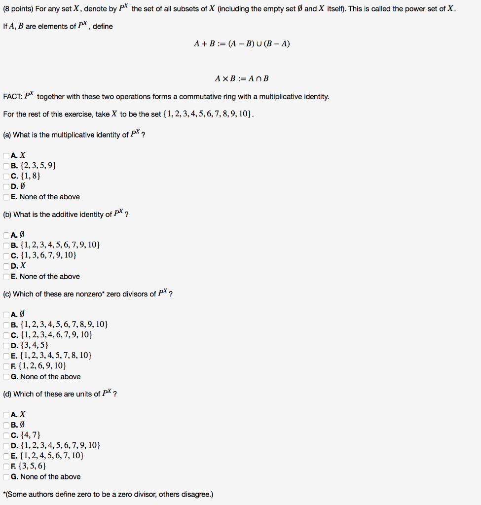 Solved 8 Points For Any Set X Denote By Pa The Set Of Chegg Com