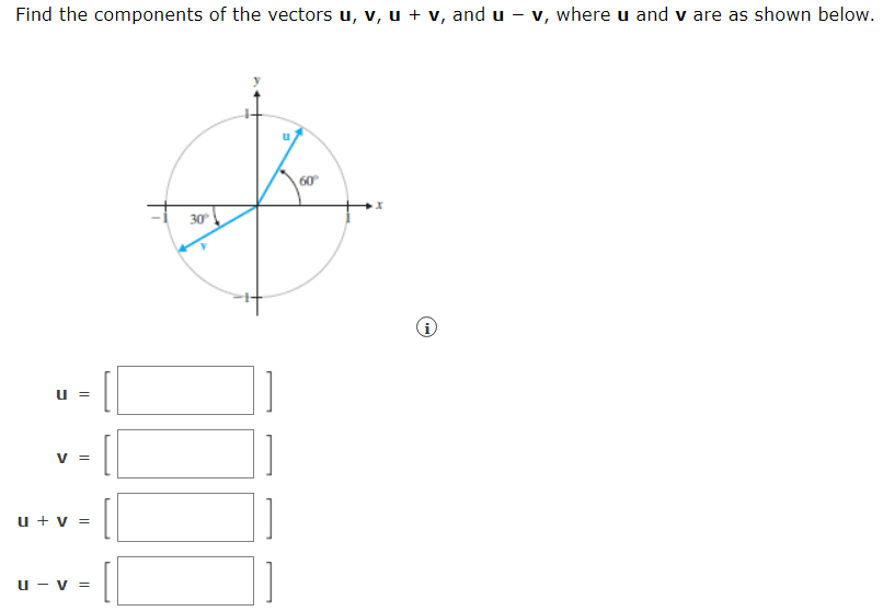 Solved Find the components of the vectors u, v, u + v, and u | Chegg.com