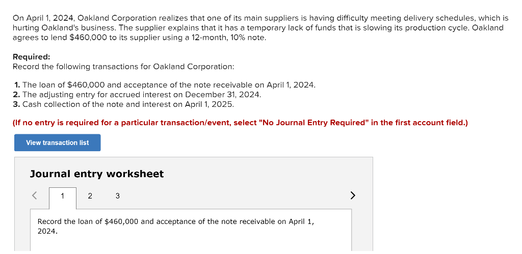 Solved On April 1, 2024, Oakland Corporation realizes that | Chegg.com