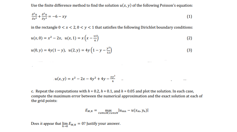 Use the finite difference method to find the solution | Chegg.com