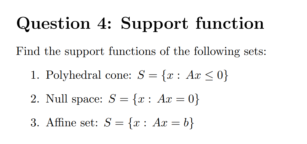 Solved Question 4: Support function Find the support | Chegg.com