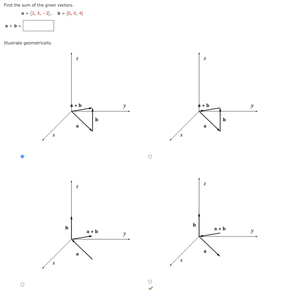 find the sum of vectors calculator