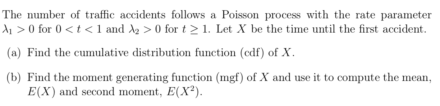 Solved The Number Of Traffic Accidents Follows A Poisson | Chegg.com