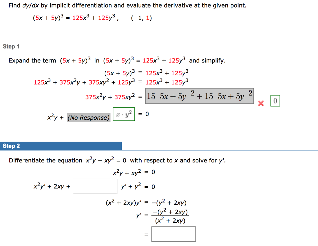 Solved Find Dy Dx By Implicit Differentiation And Evaluat Chegg Com