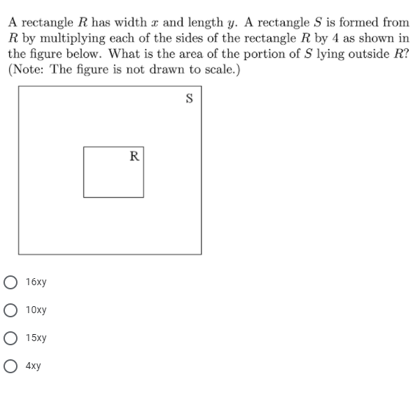 Solved A rectangle R has width x and length y. A rectangle S | Chegg.com