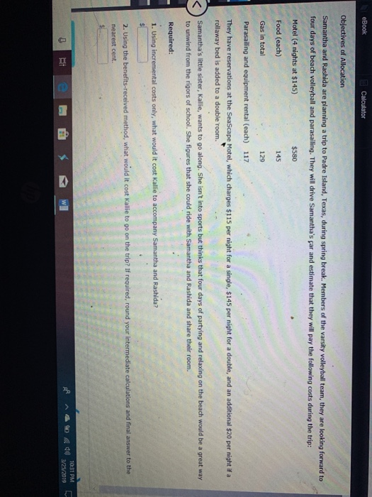 Solved eBook Calculator objectives of Allocation Samantha | Chegg.com