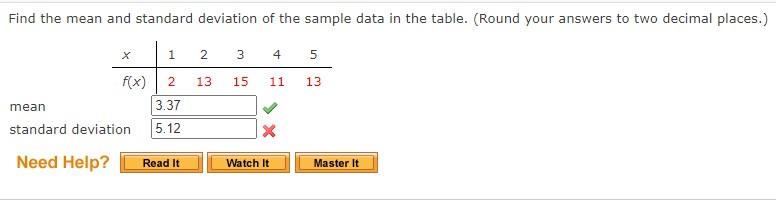 Solved Find the mean and standard deviation of the sample | Chegg.com