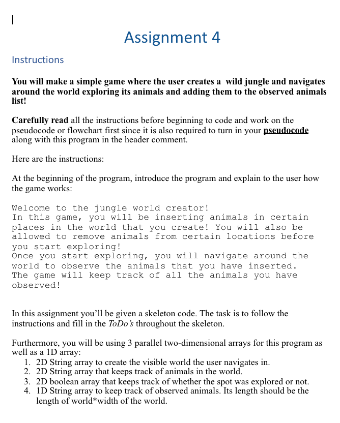 Assignment 4 Instructions You will make a simple game | Chegg.com