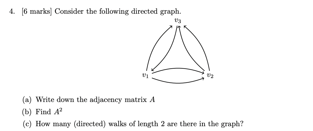 Solved 4. [6 Marks] Consider The Following Directed Graph. | Chegg.com