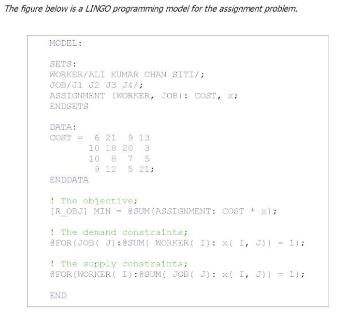 lingo assignment problem