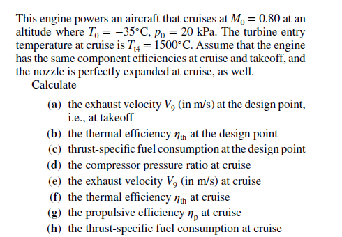 A turbojet engine has the following design | Chegg.com