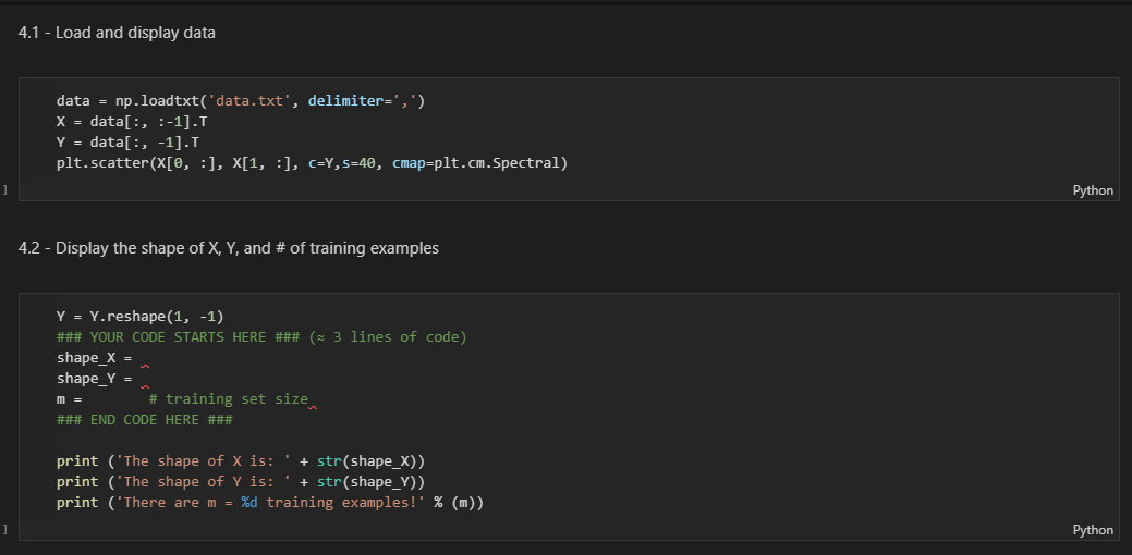 Solved 4.1 - Load and display data data = | Chegg.com