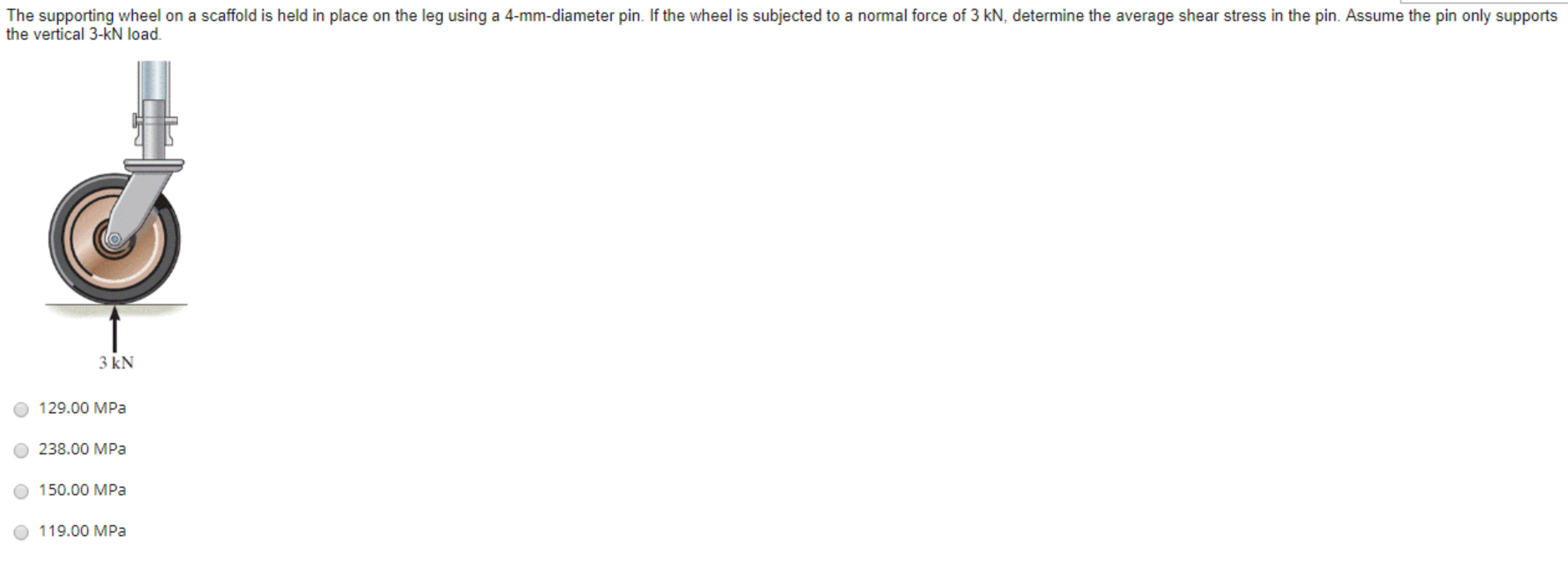 Solved The supporting wheel on a scaffold is held in place