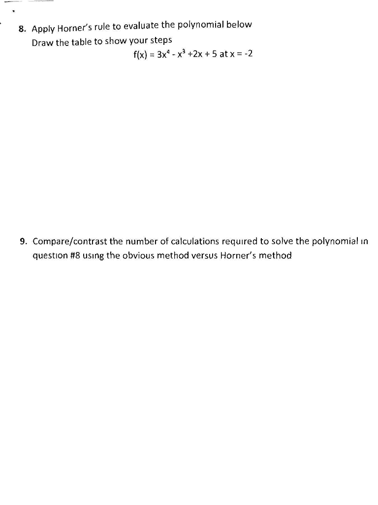 Solved 8. Apply Horner's rule to evaluate the polynomial | Chegg.com