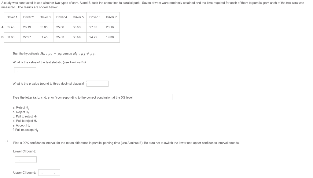 Solved A study was conducted to see whether two types of | Chegg.com