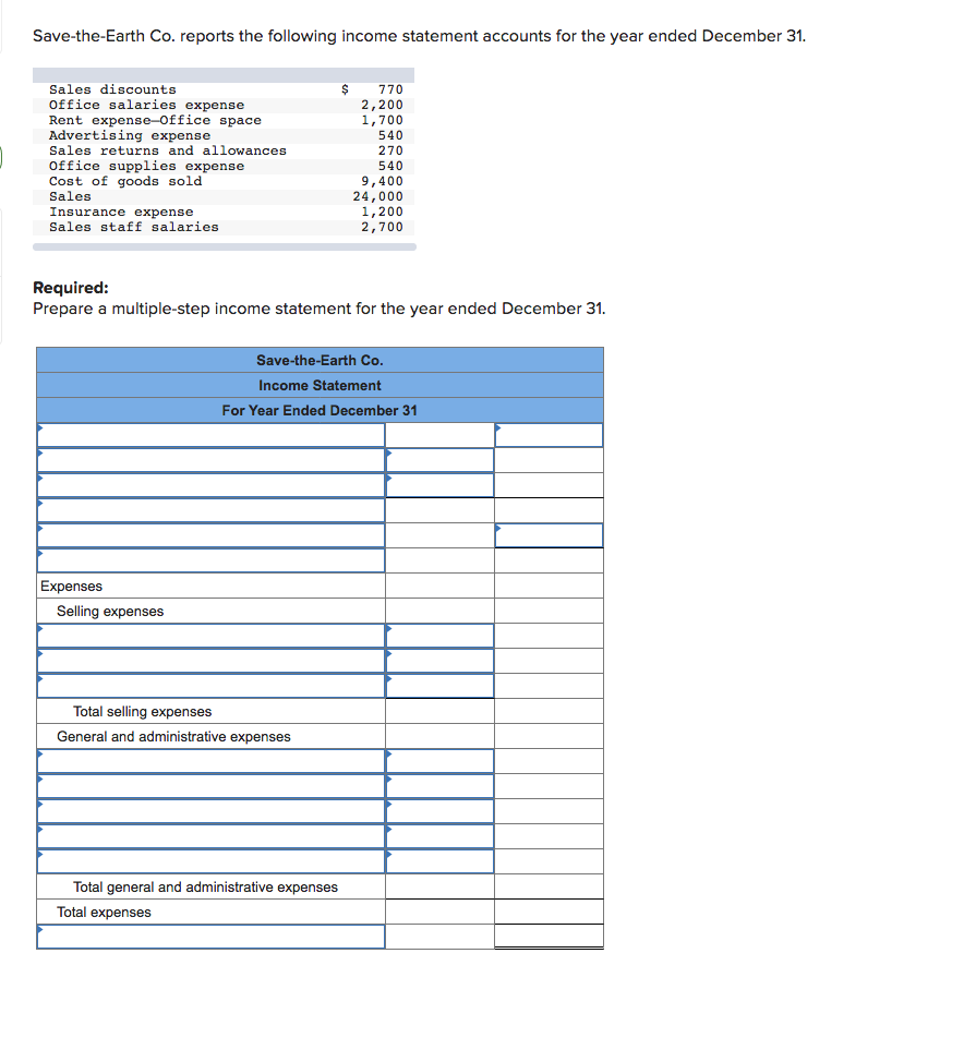 Solved Save-the-Earth Co. reports the following income | Chegg.com