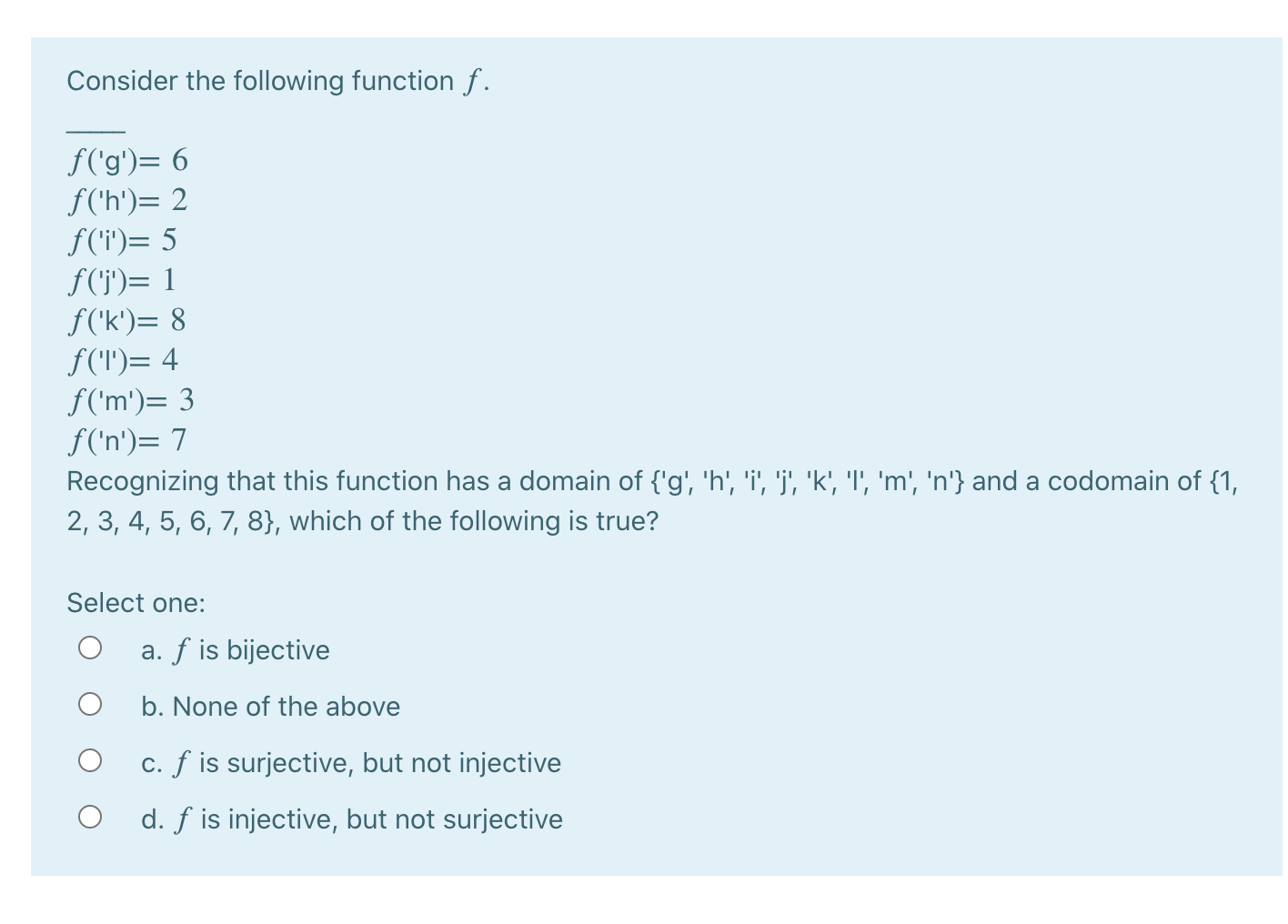 Solved Consider The Following Function F F G 6 F H Chegg Com