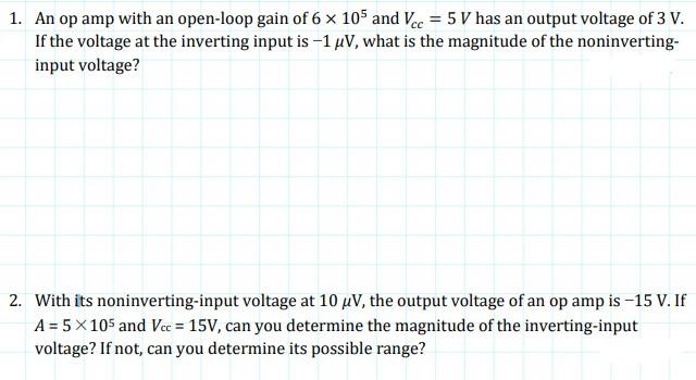 Solved 1. An op amp with an open-loop gain of 6 x 105 and | Chegg.com