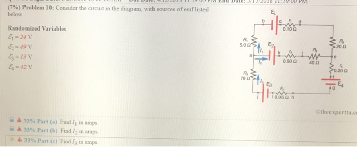 Solved (7%) Problem 10: Consider the circuit in the diagram, | Chegg.com