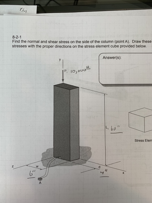 Solved 8-2-1 Find the normal and shear stress on the side of | Chegg.com